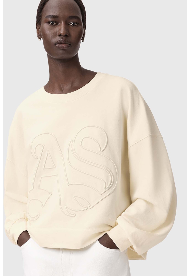 Bluza de trening supradimensionata cu logo brodat Lila - Crem
