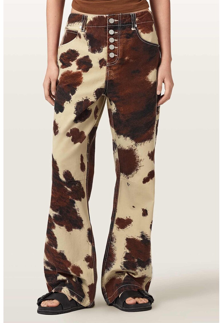 Blugi cu croiala ampla si model - Maro/Crem