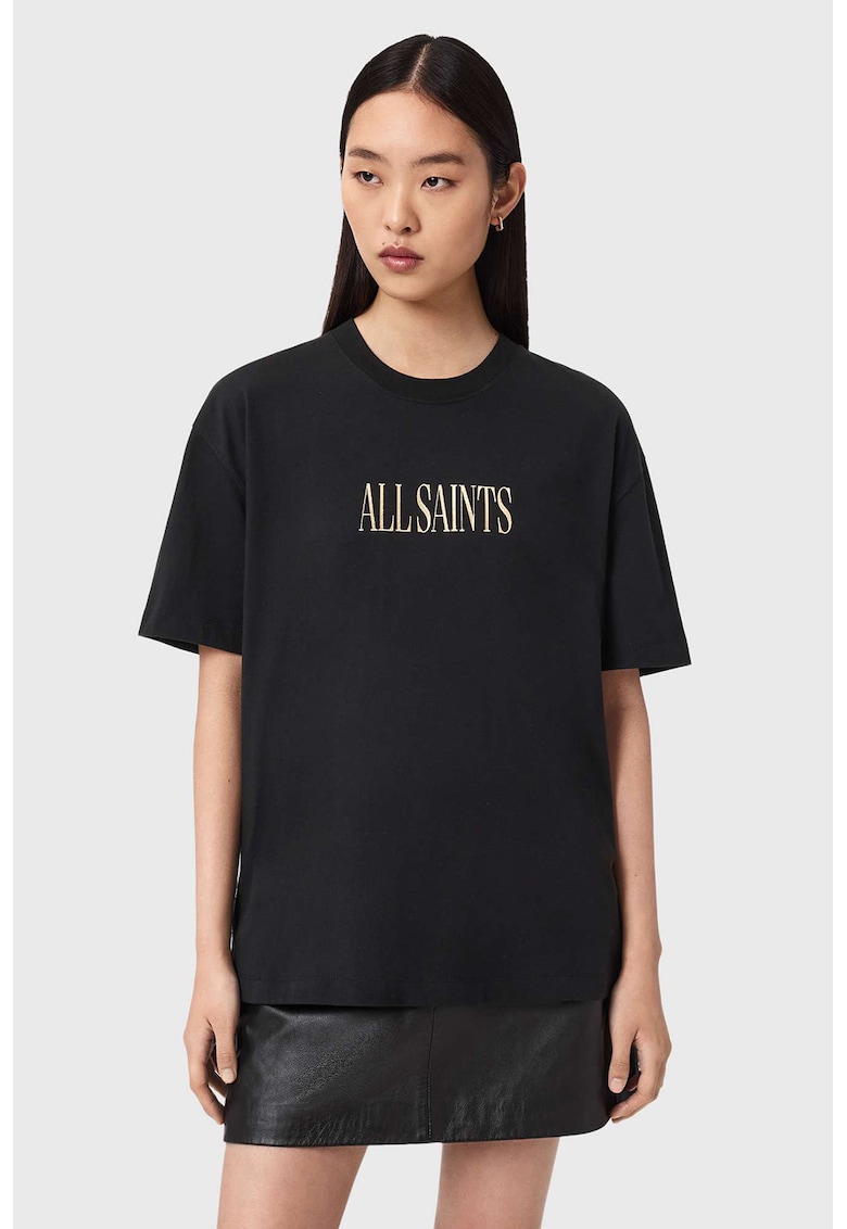Tricou supradimensionat cu logo Cora - Auriu/Negru