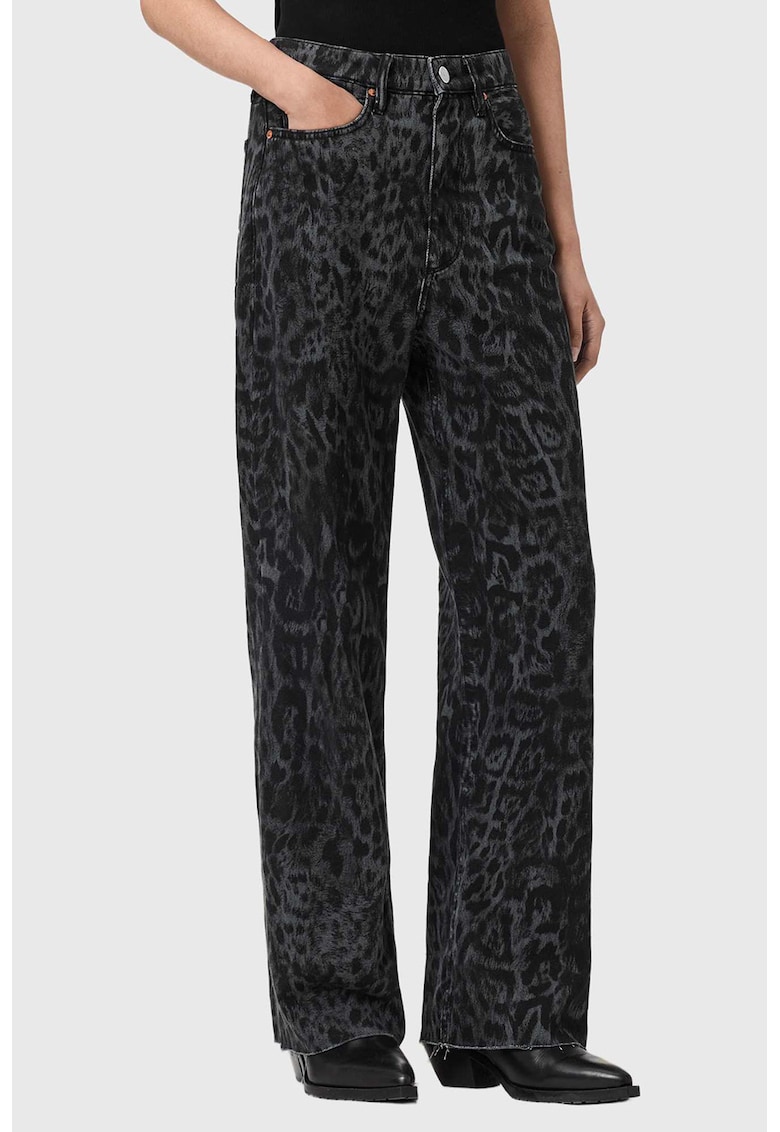 Blugi drepti din amestec de lyocell cu animal print - Negru/Gri