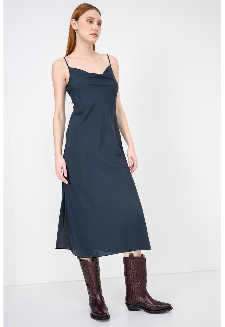 Rochie din satin Hadley - Albastru inchis