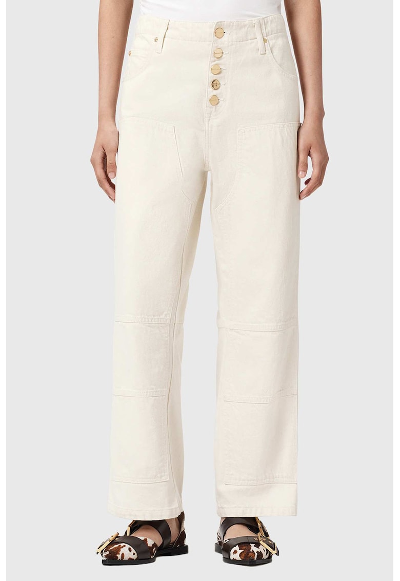 Blugi drepti cu nasturi - Crem