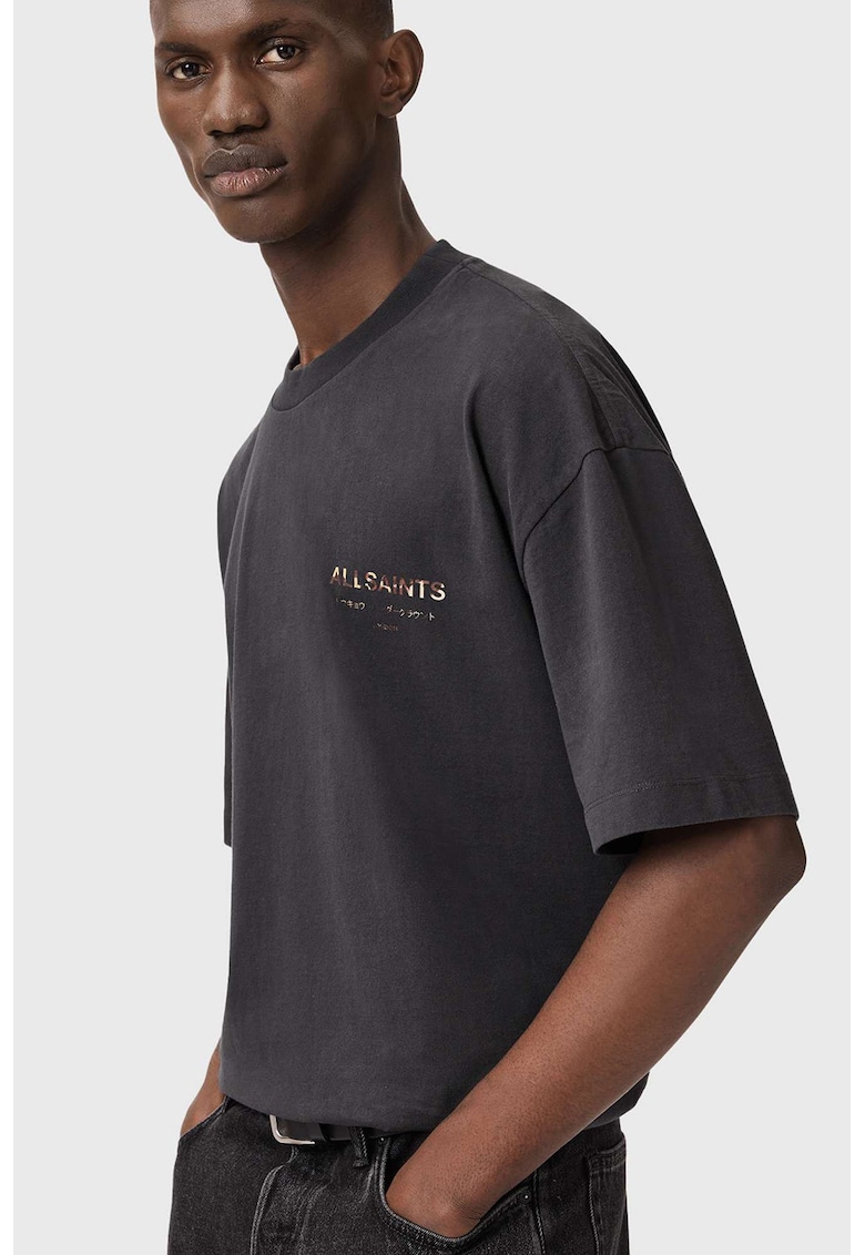 Tricou supradimensionat din bumbac organic cu logo Underground - Maro/Galben/Negru stins