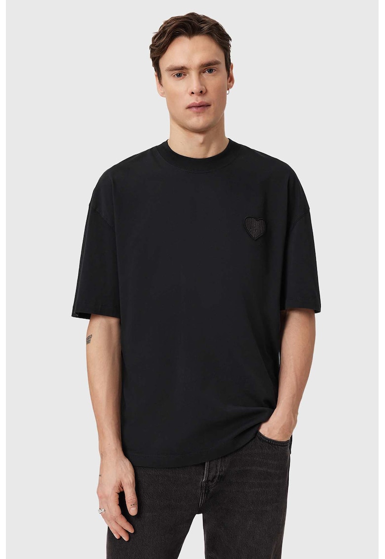 Tricou lejer din bumbac cu inima - Negru