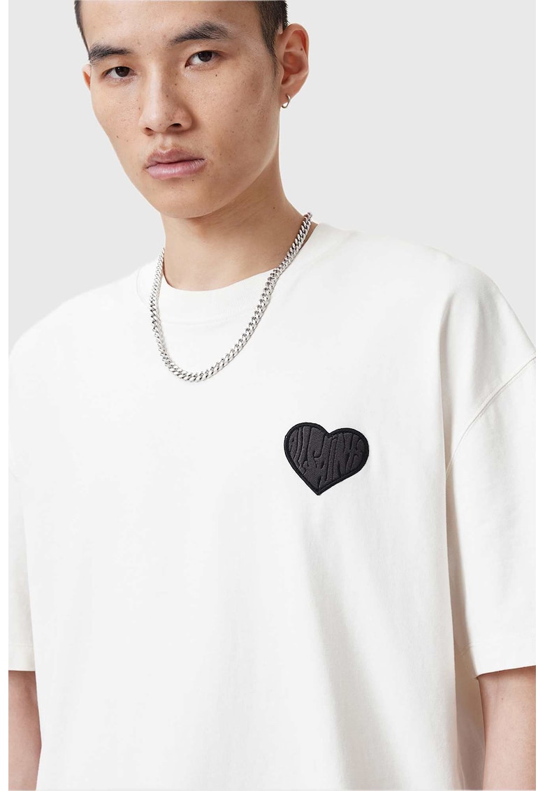 Tricou lejer din bumbac cu inima - Alb/Negru