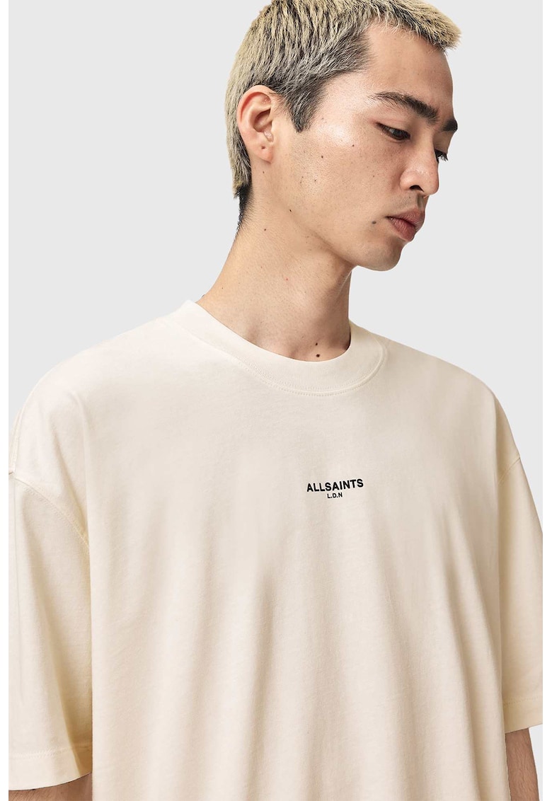 Tricou lejer din bumbac cu logo discret - Alb fildes