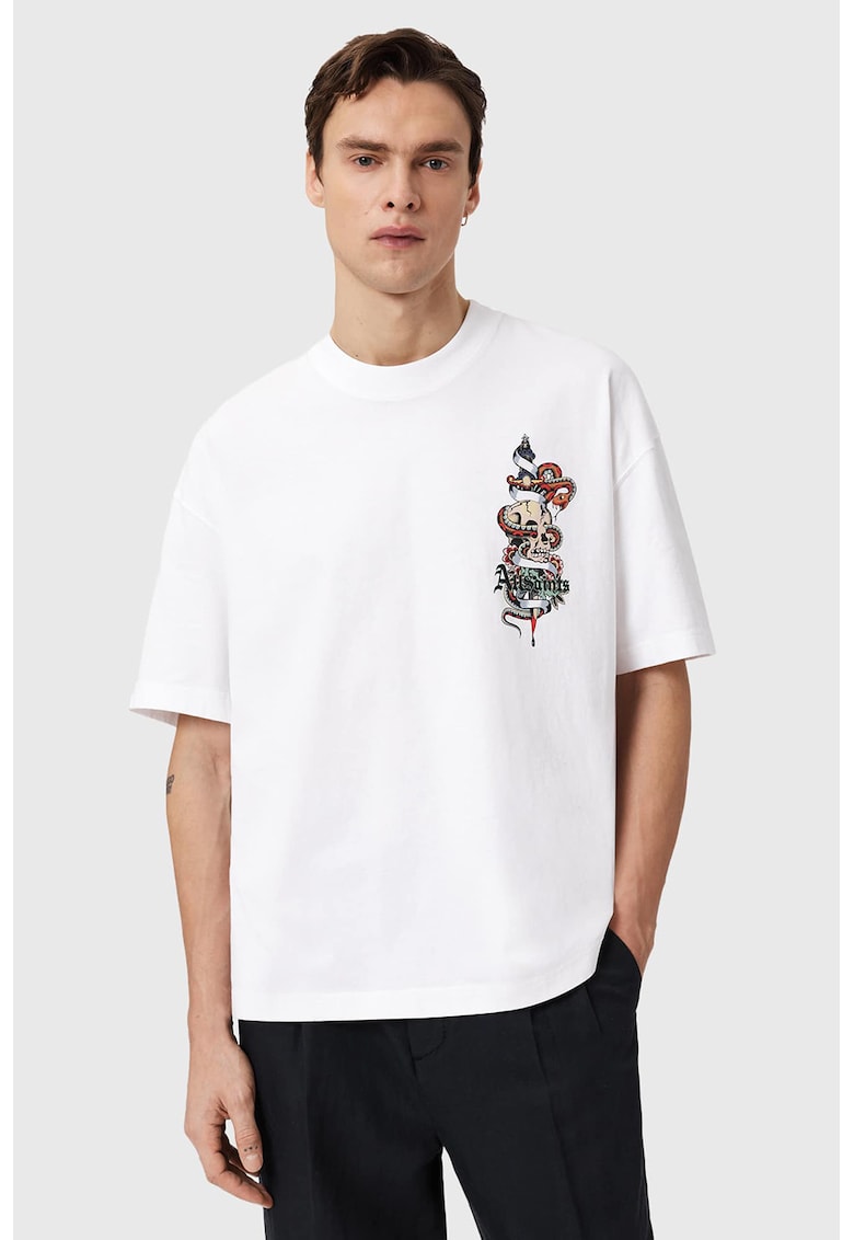 Tricou lejer cu model grafic - Rosu/Alb/Albastru