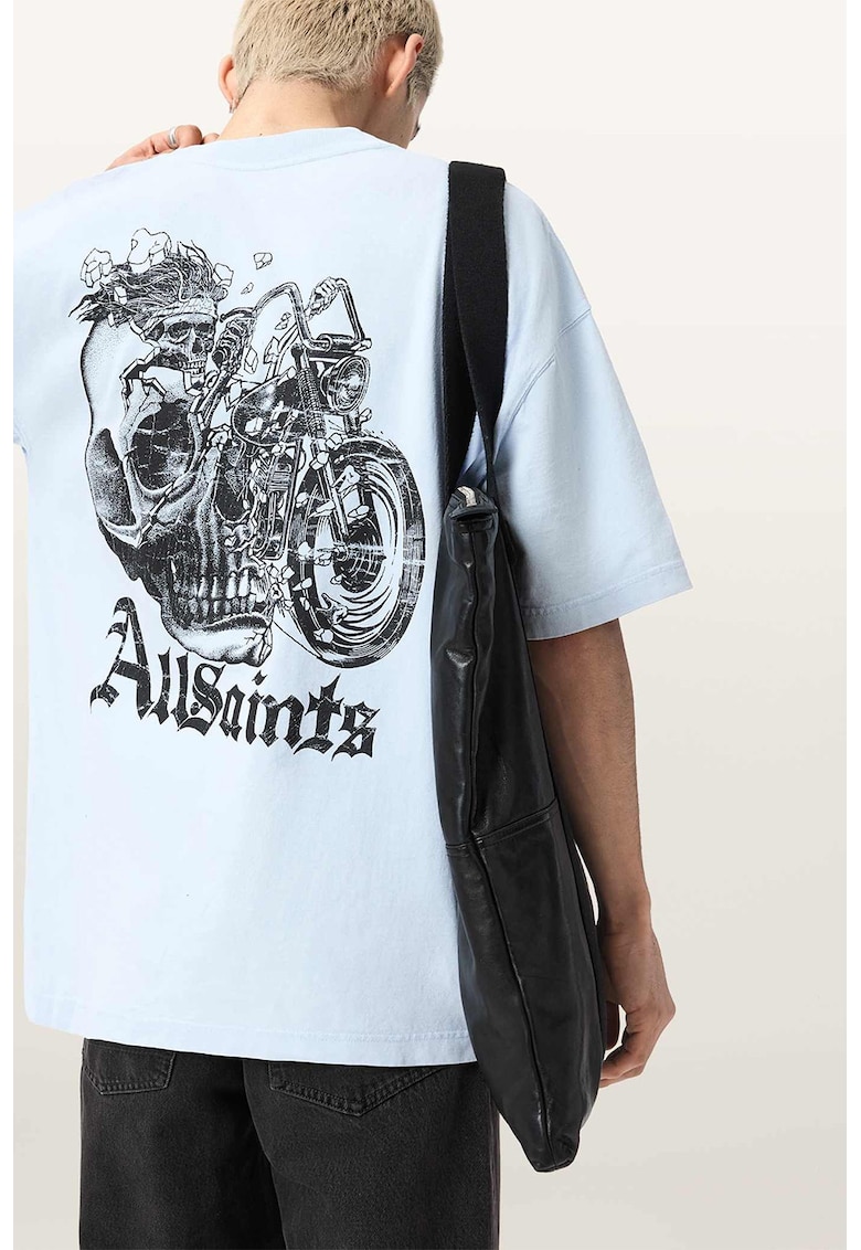 Tricou lejer cu imprimeu pe partea din spate - Albastru glaciar