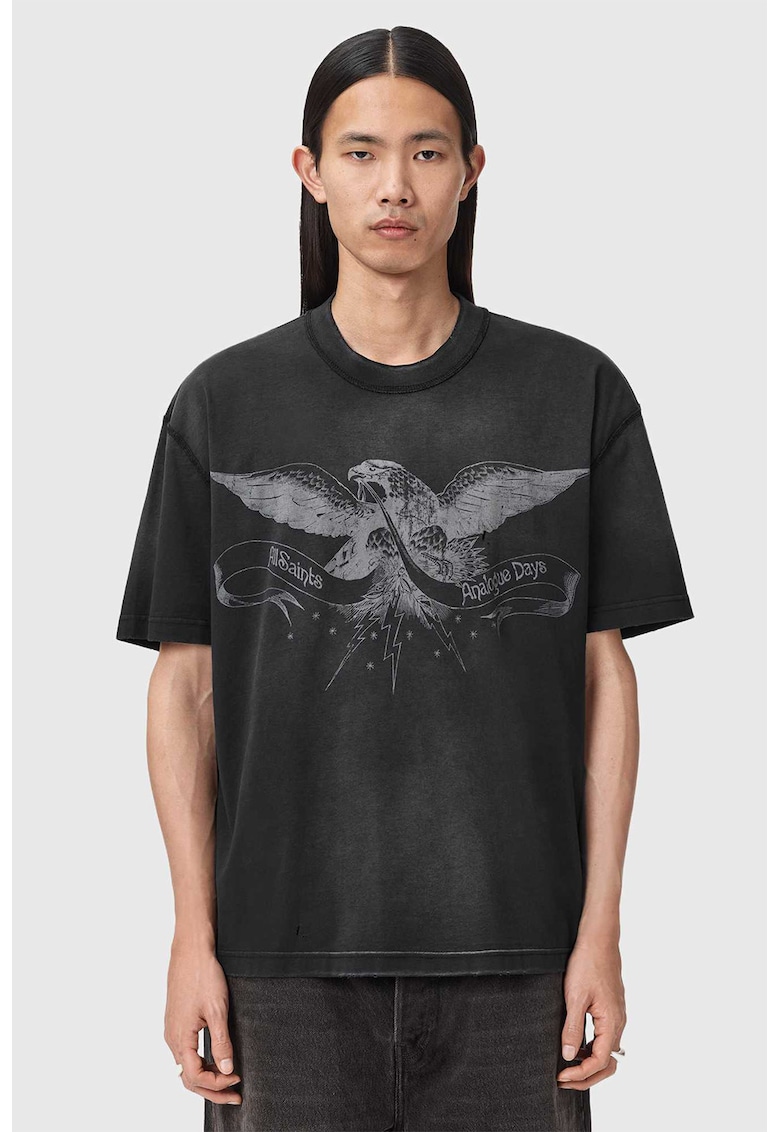 Tricou lejer cu imprimeu grafic - Negru stins