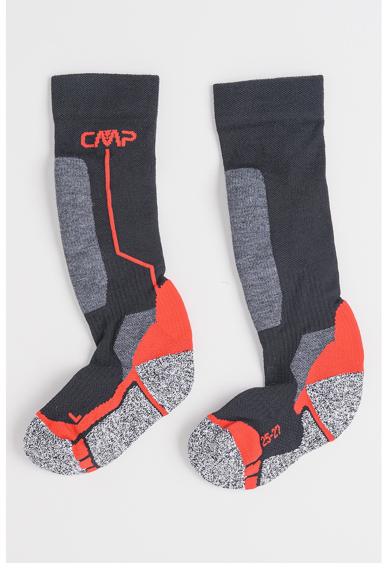 Sosete medii din amestec de lana pentru schi - Rosu/Negru/Gri inchis