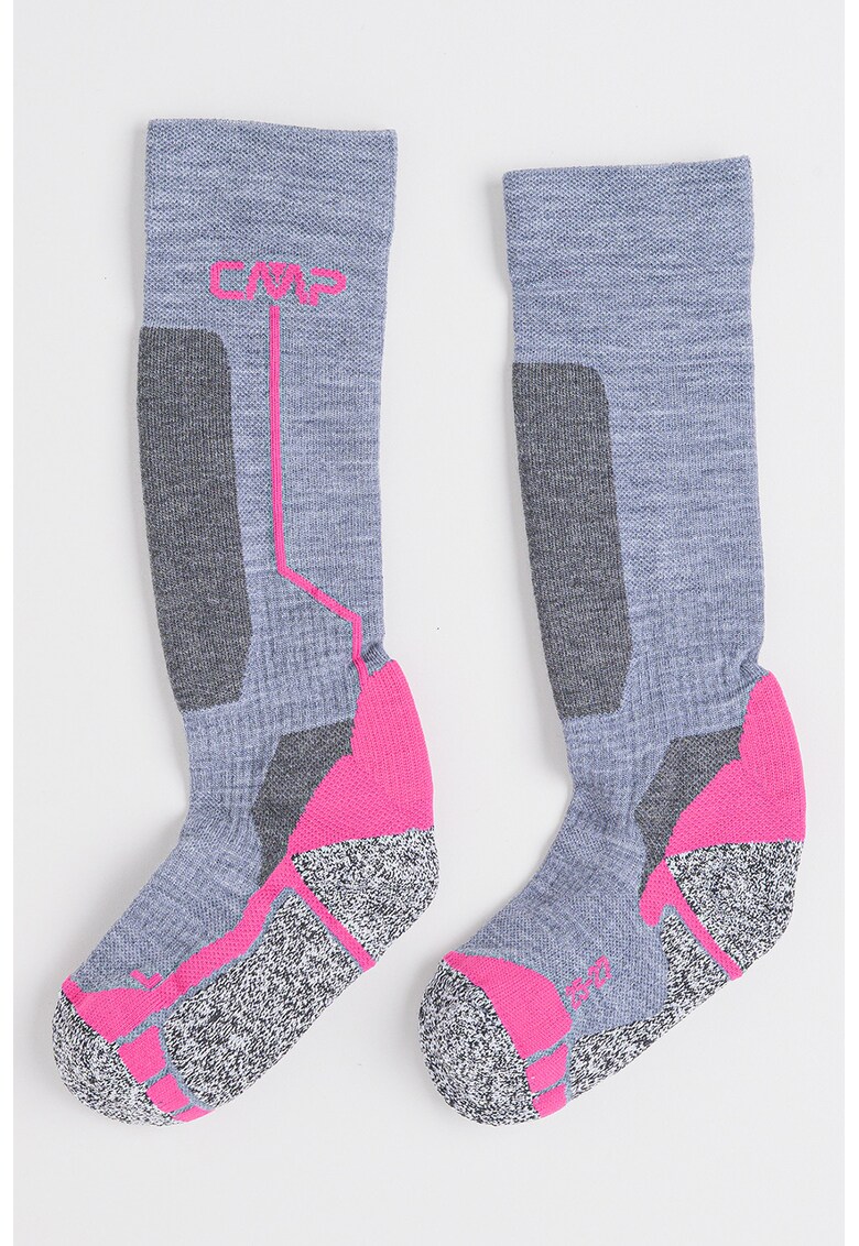 Sosete medii din amestec de lana pentru schi - Roz fandango/Gri