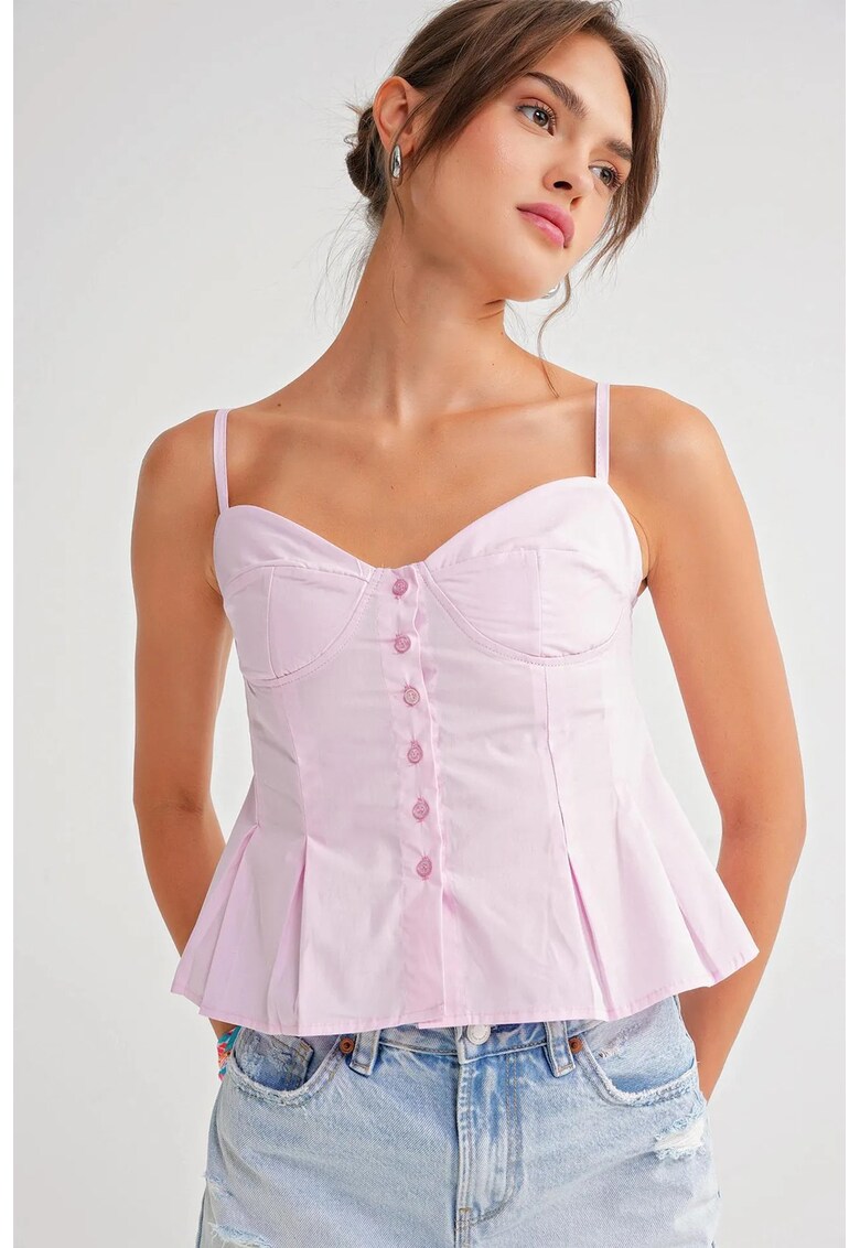 Maiou dama - guler inima - roz pudra - inchidere cu nasturi