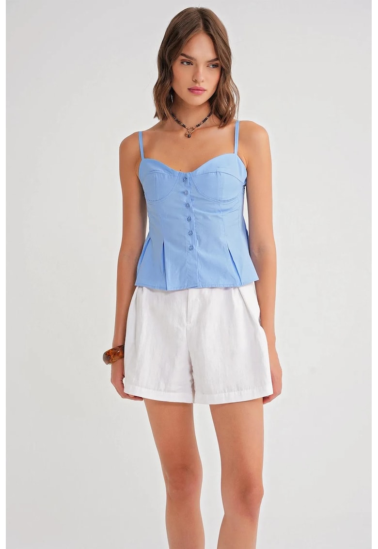 Maiou guler inima - nasturi - albastru - textil