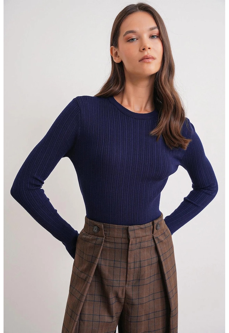 Top dama - mulat - albastru marin - jerseu