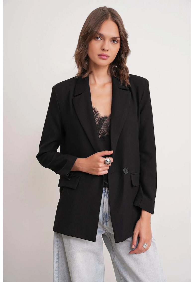 Sacou dama - maneca lunga - negru - fabricat din material de calitate