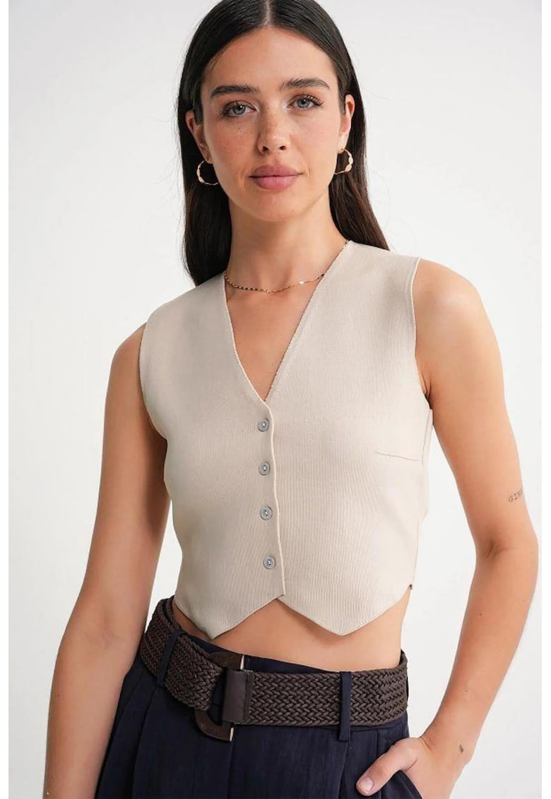 Vesta - Tricot - Crem - Decolteu in V -