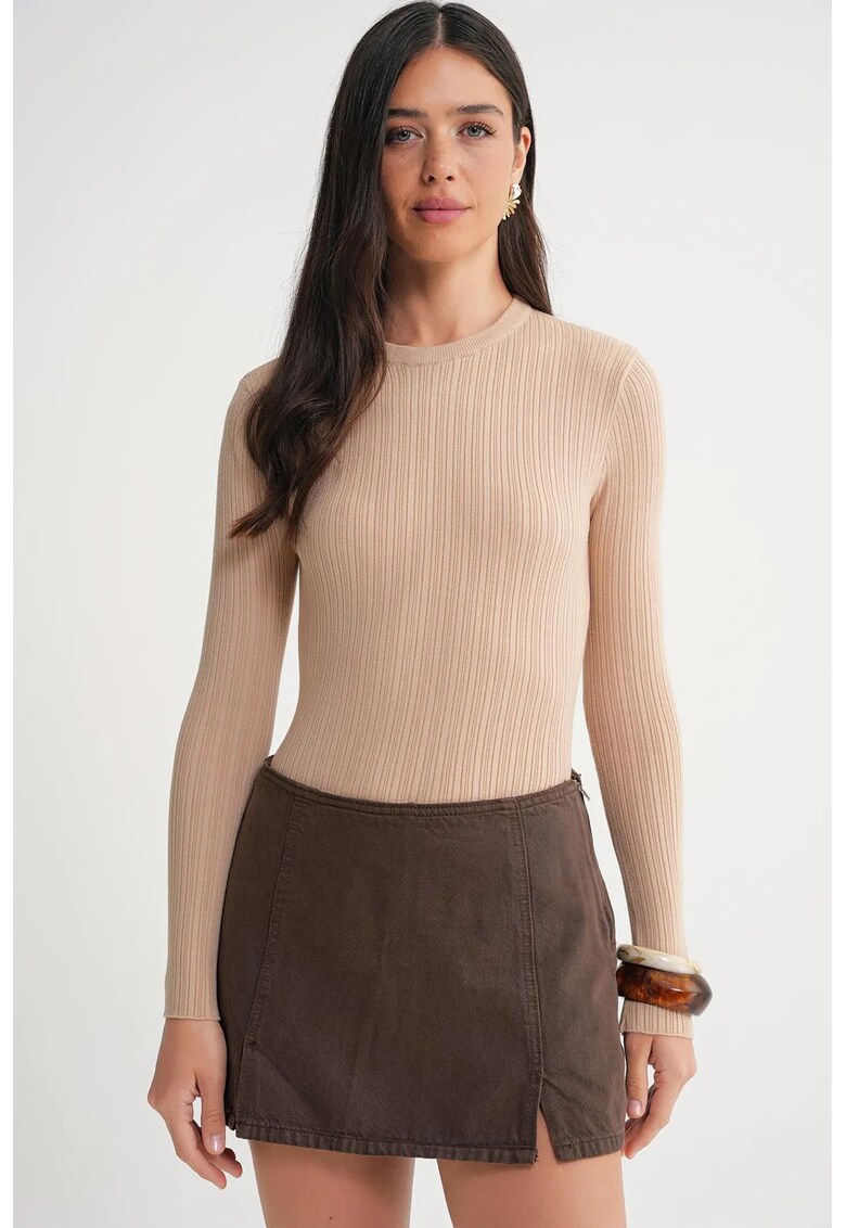 Bluza dama - top mulat - texturat - bej natural - jerseu