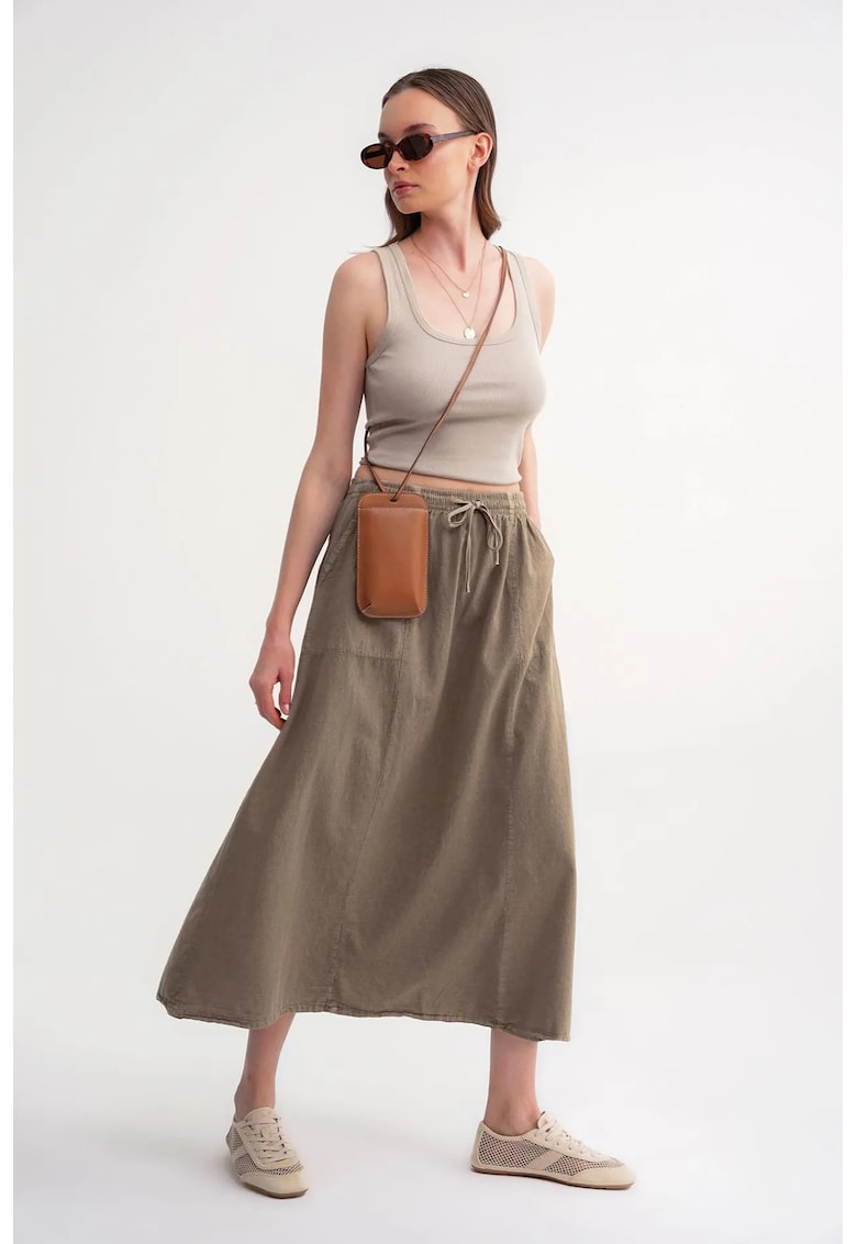 Fusta talie inalta - detaliu snur - textil