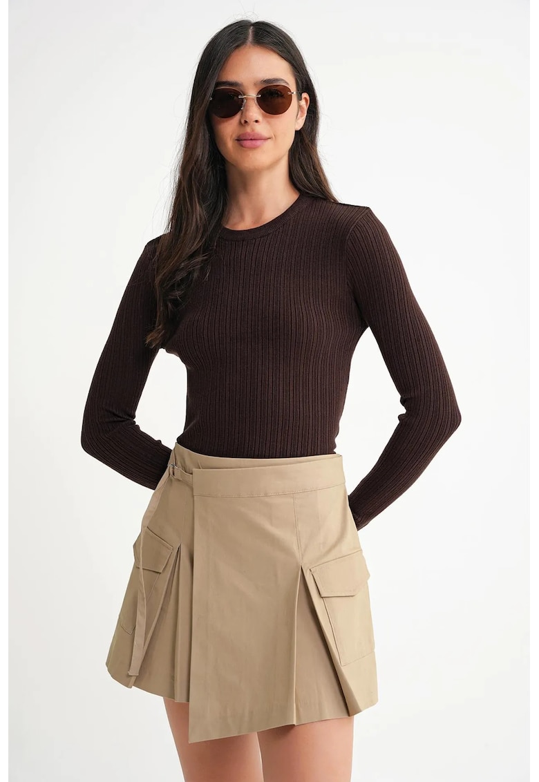 Top dama - mulat - texturat - maro cafea - jerseu