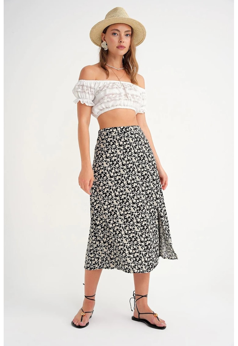 Fusta midi - talie inalta - negru - Negru