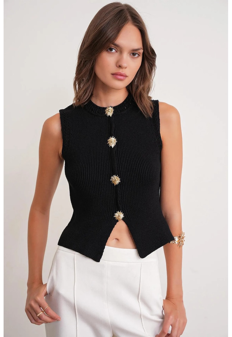 Topuri tricotat - scurt - negru -