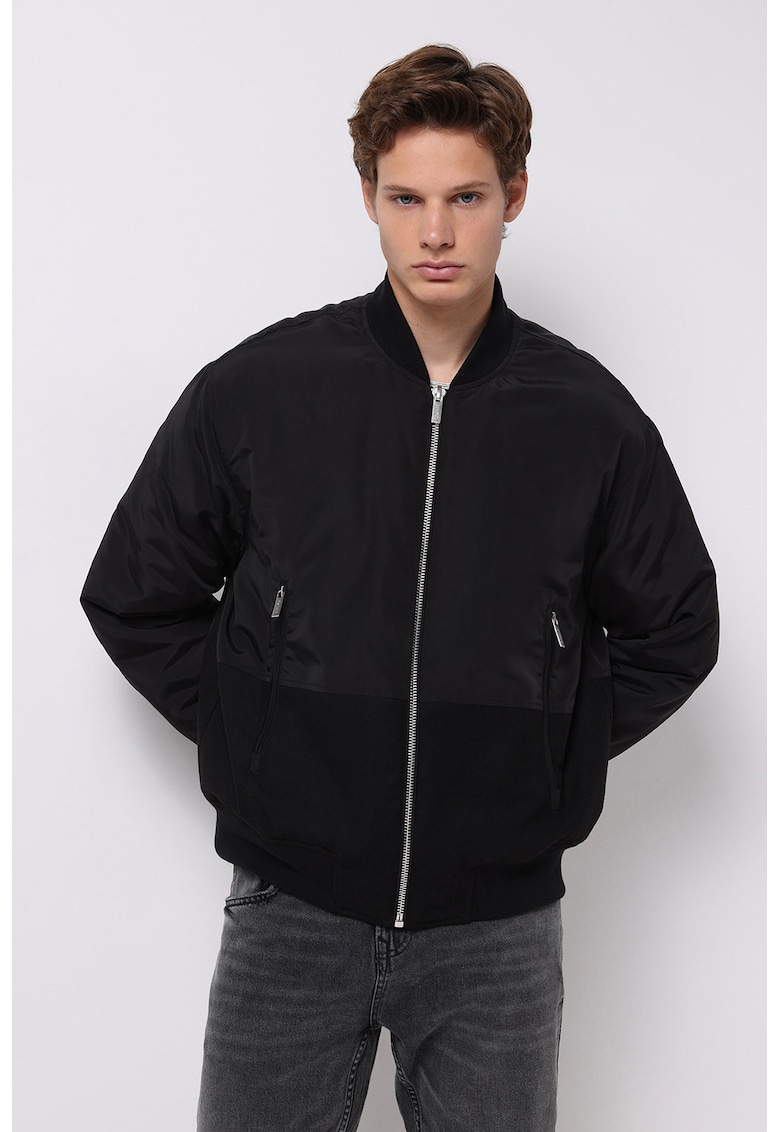 Jacheta bomber cu fermoar - Negru