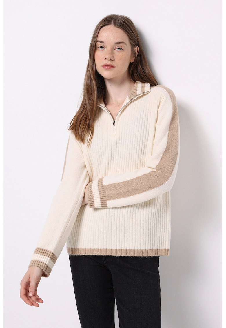 Pulover cu maneci cazute - Crem