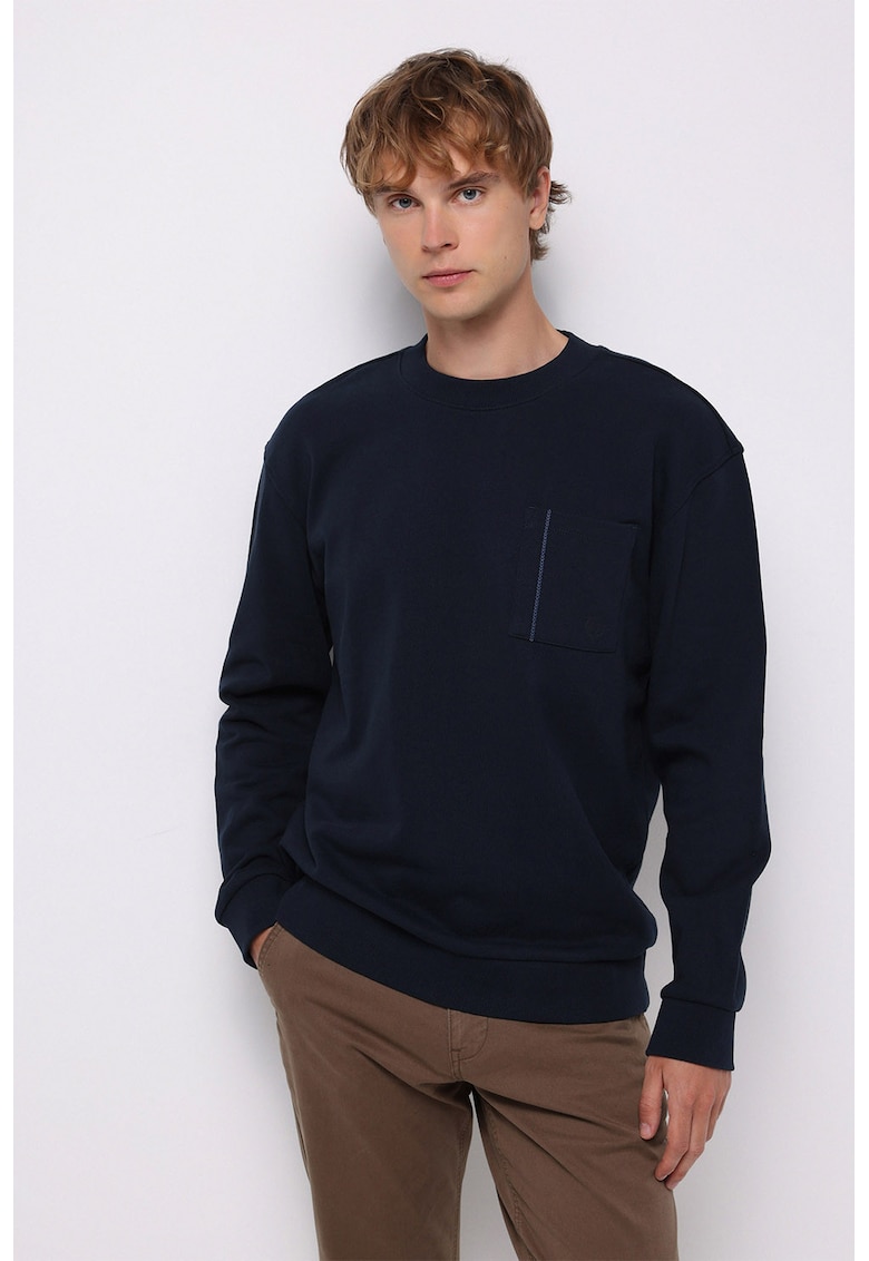 Bluza de trening cu maneci cazute si buzunar aplicat - Albastru ultramarin