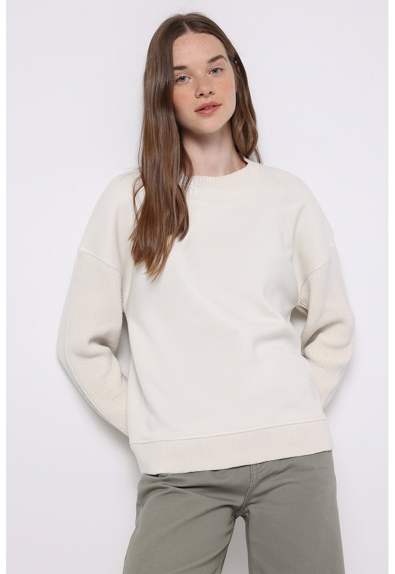 Bluza de trening lejera cu maneci cazute - Alb