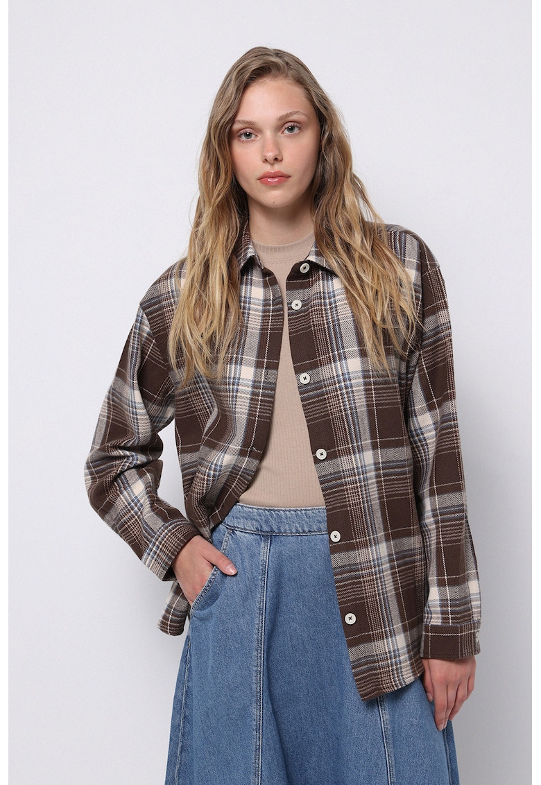 Jacheta-camasa lejera in carouri - Maro/Bej
