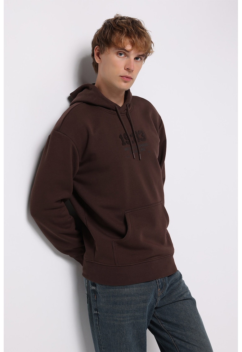 Hanorac cu imprimeu text frontal - Visiniu