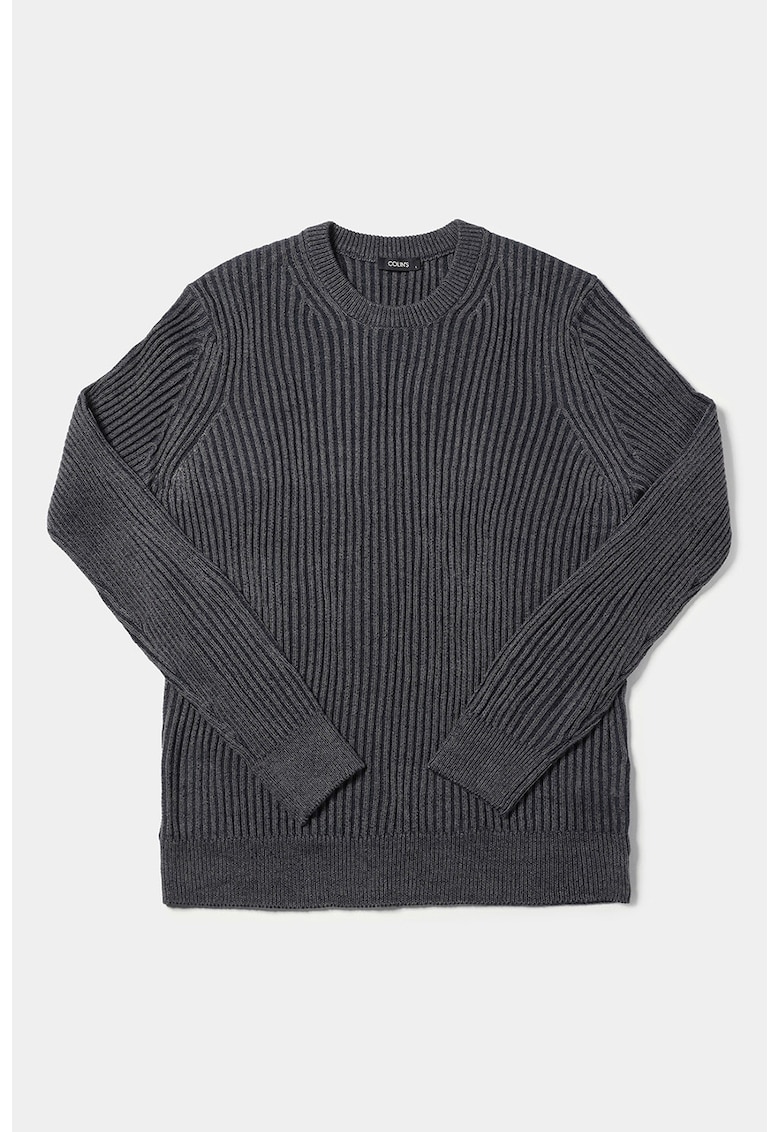 Pulover de bumbac cu decolteu la baza gatului - Negru