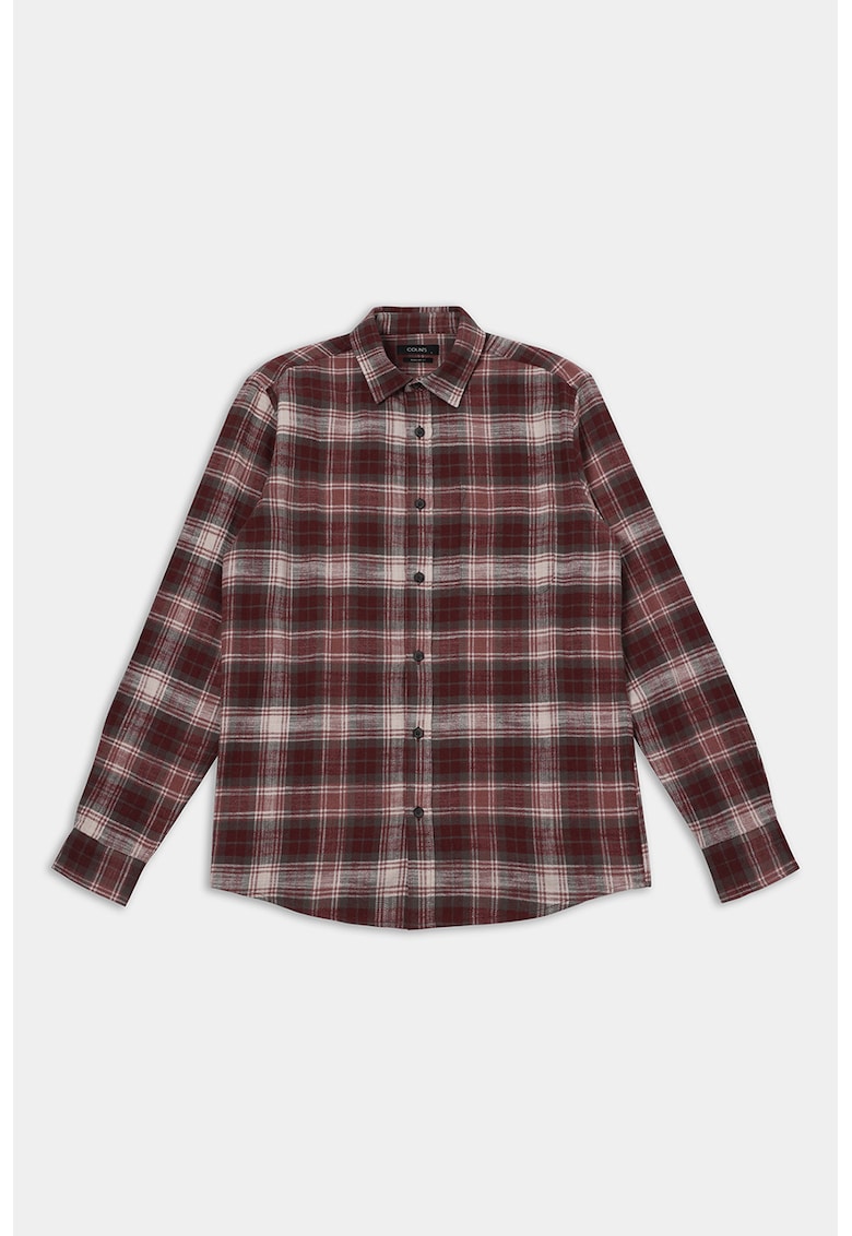 Camasa regular fit cu model in carouri - Gri deschis/Rosu inchis/Alb murdar