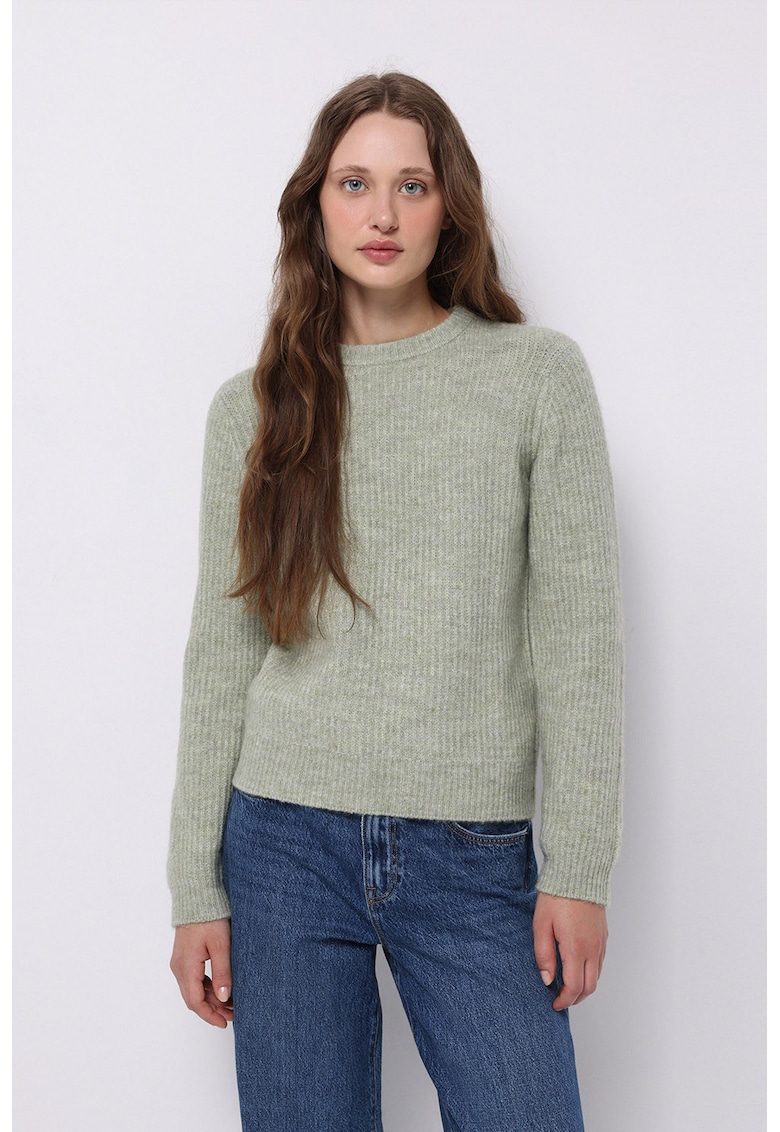Pulover uni regular fit - Verde pal