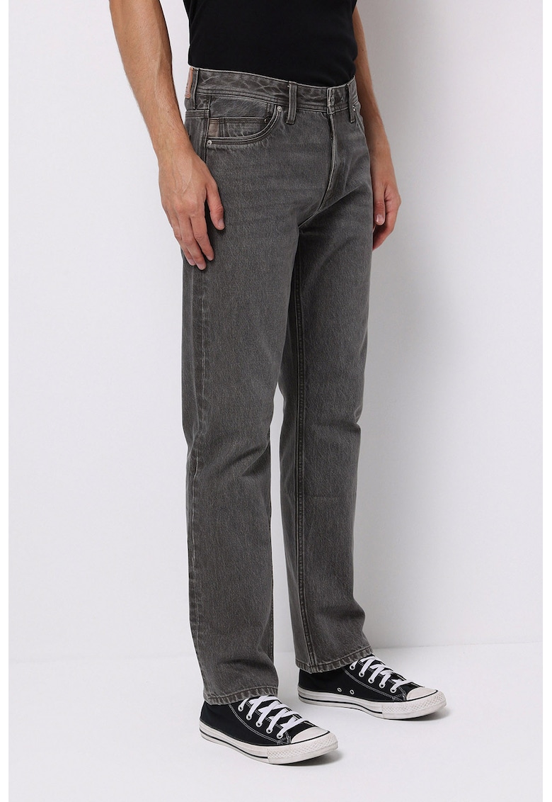 Blugi drepti cu talie medie - Gri melange