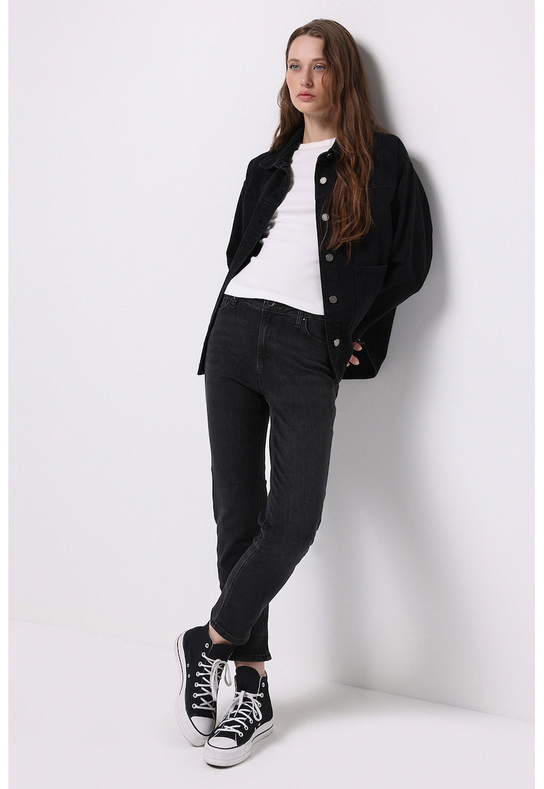 Blugi crop slim fit - Gri inchis