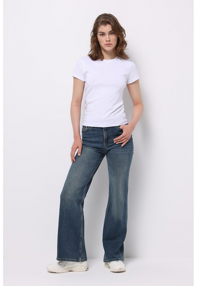 Blugi bootcut cu talie medie - Albastru