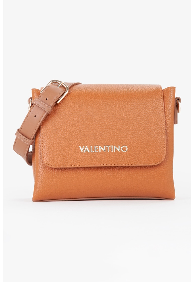 Geanta crossbody din piele ecologica cu aplicatie logo metalica Alexia - Caramel