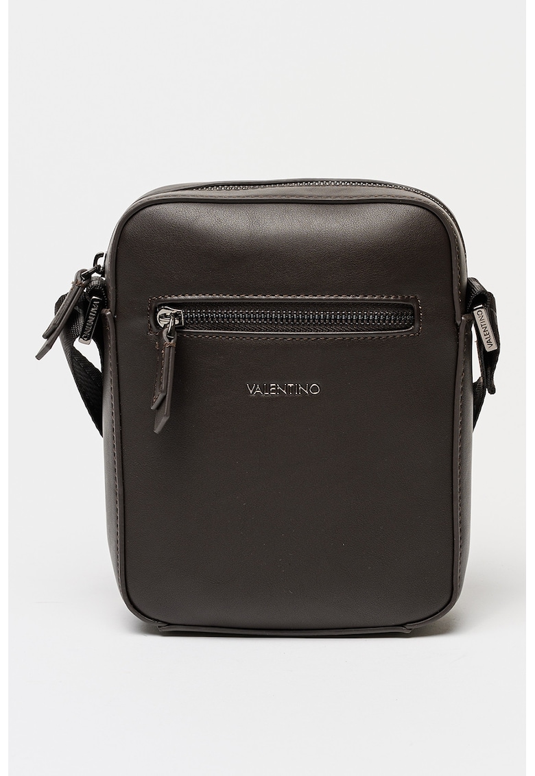 Geanta crossbody de piele ecologica cu buzunar exterior cu fermoar Horizon - Maro inchis