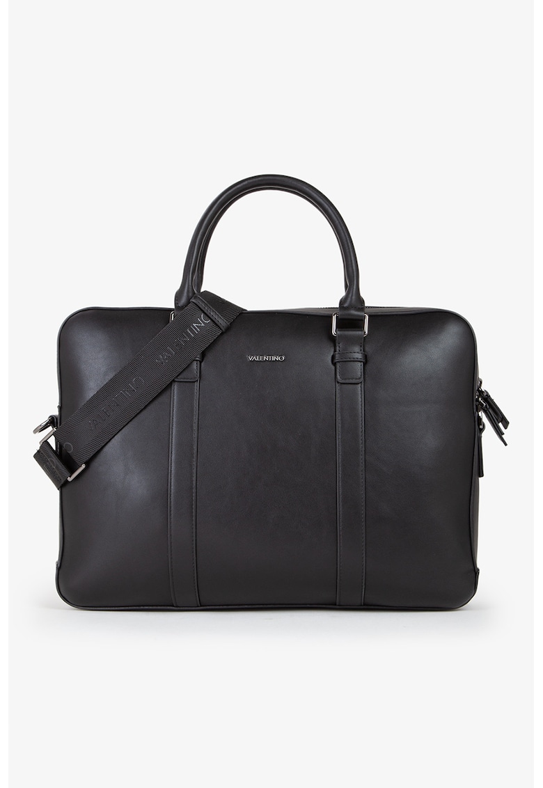 Geanta de piele ecologica cu maner si fermoar - Negru