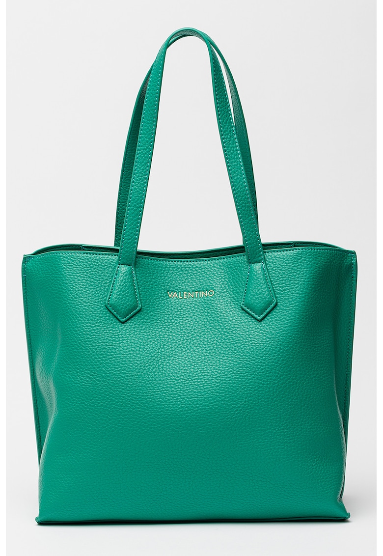 Geanta shopper de piele ecologica cu barete ajustabile de umar - Verde aquamarin