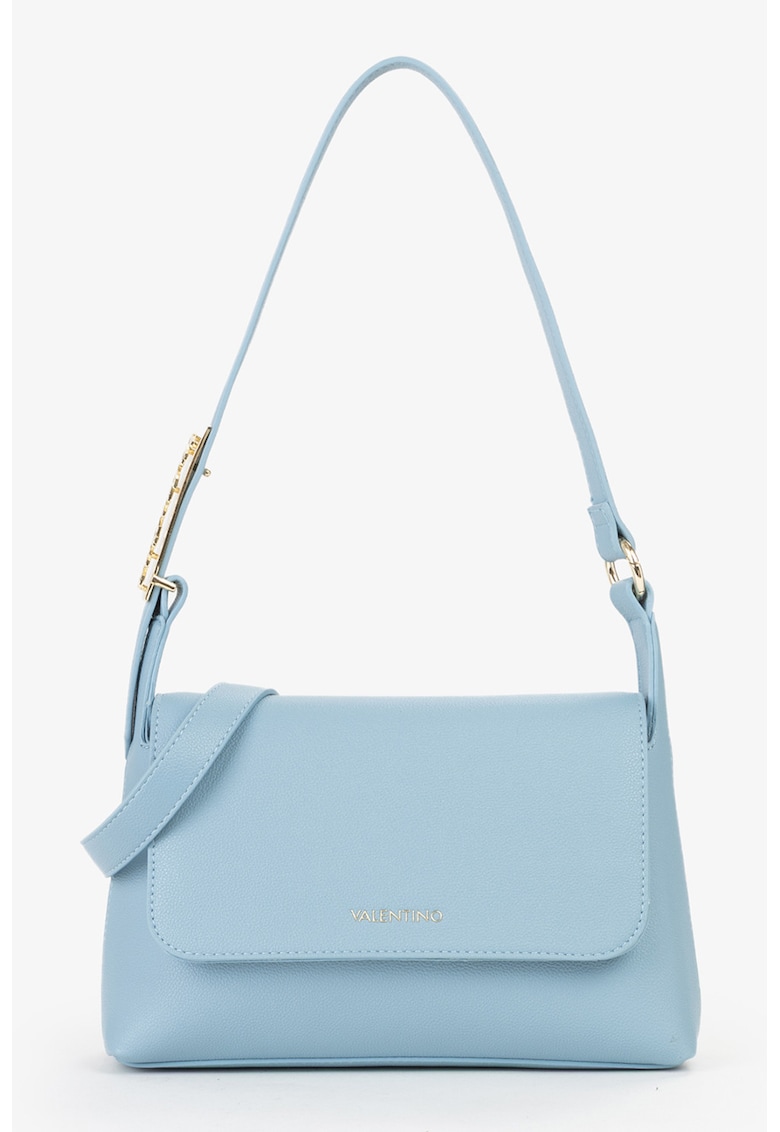 Geanta de piele ecologica cu clapa - Albastru deschis