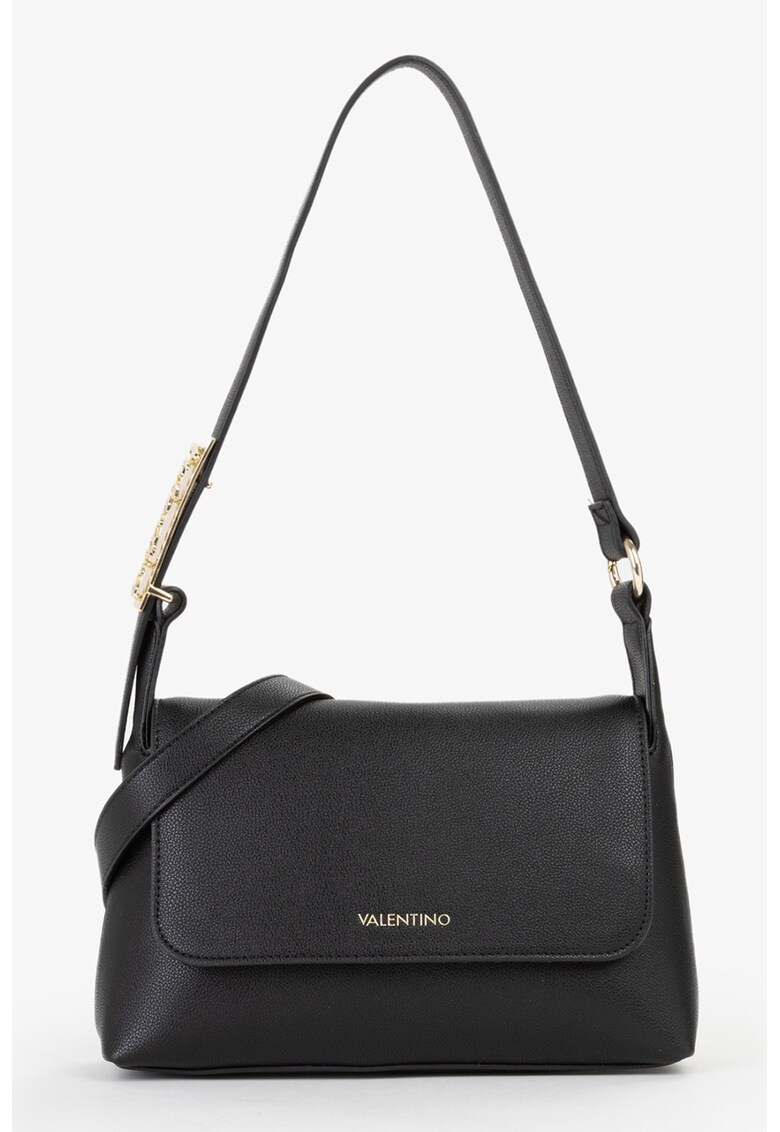 Geanta de piele ecologica cu clapa - Negru