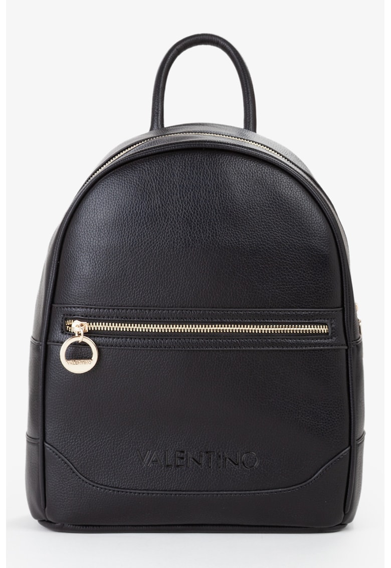 Rucsac de piele ecologica cu barete din material textil - Negru