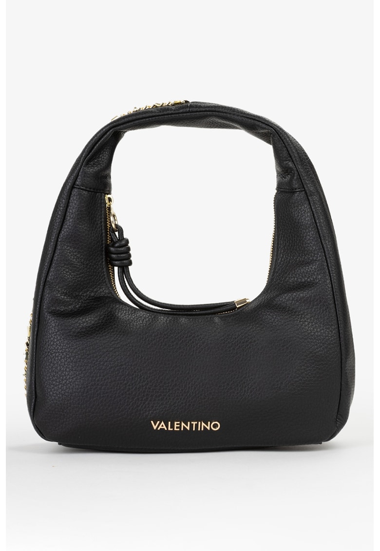 Geanta de piele ecologica cu maner si logo - Negru