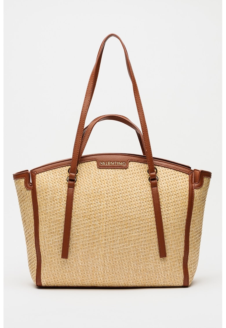 Geanta shopper cu detalii logo - Maro inchis/Maro deschis