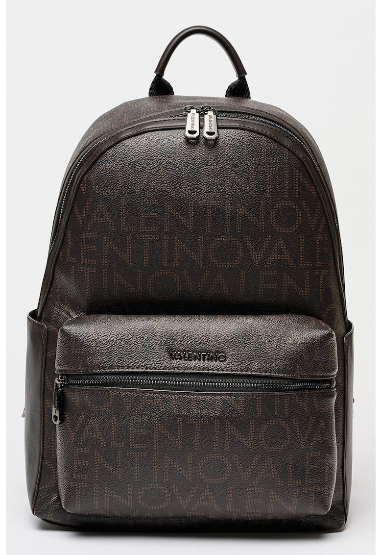 Rucsac din piele ecologica cu imprimeu logo King - Maro inchis