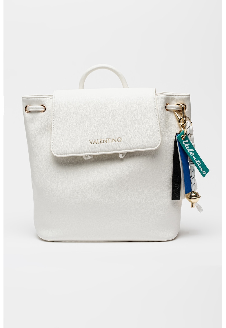 Rucsac de piele ecologica cu clapa - Alb optic