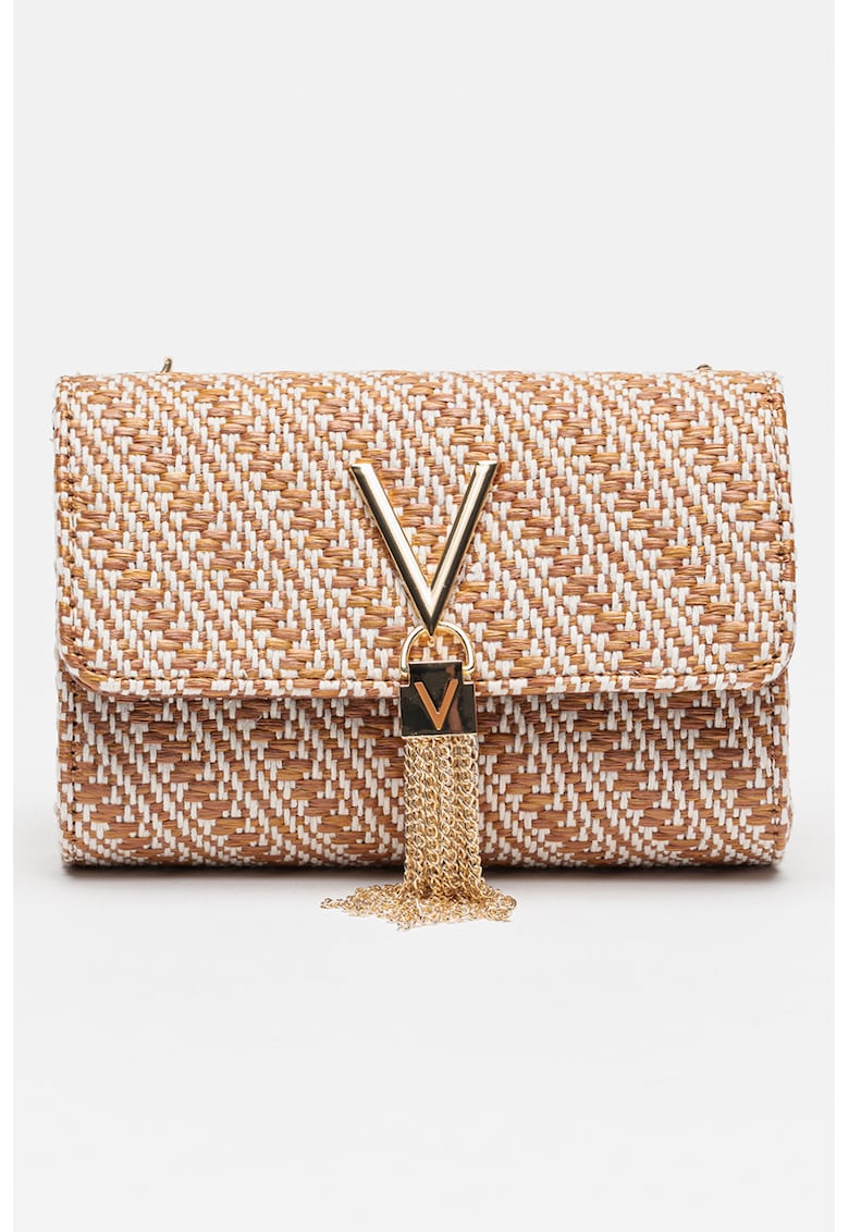 Geanta crossbody cu bareta din lant Divina Summer - Alb/Maro deschis