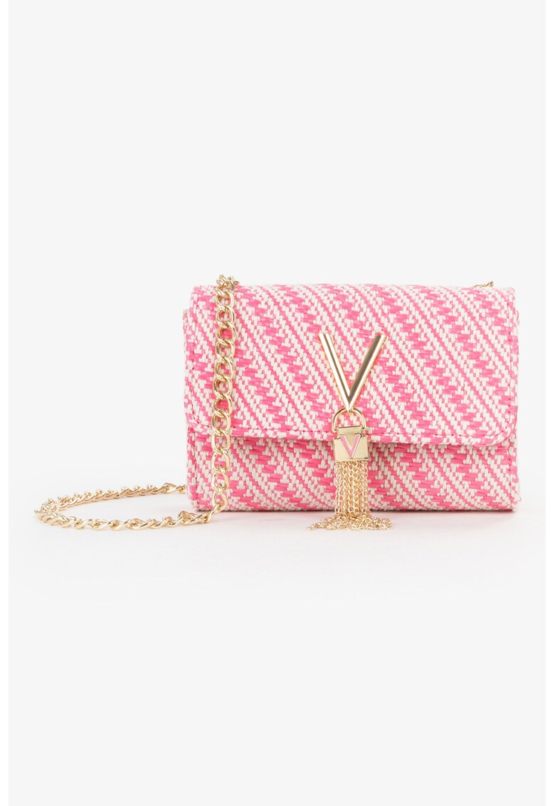 Geanta crossbody cu bareta din lant Divina Summer - Alb/Fucsia
